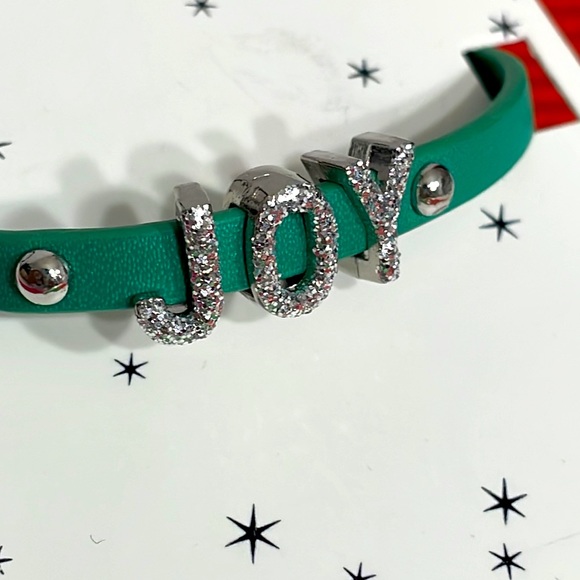 NWT BCBGeneration Mini Glitter Coated Affirmation Bracelet JOY in Green/Silver - Picture 3 of 4
